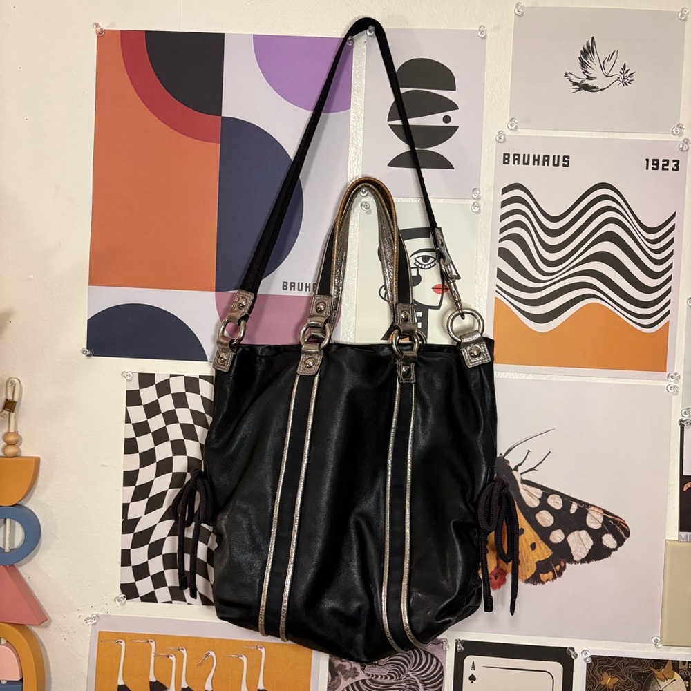 Coach Poppy Black Leather Convertible Bag - Picture 9 of 9